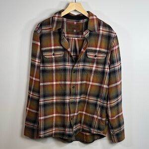 Orvis Plaid Button Up Flannel Shirt 100% Cotton Size Medium